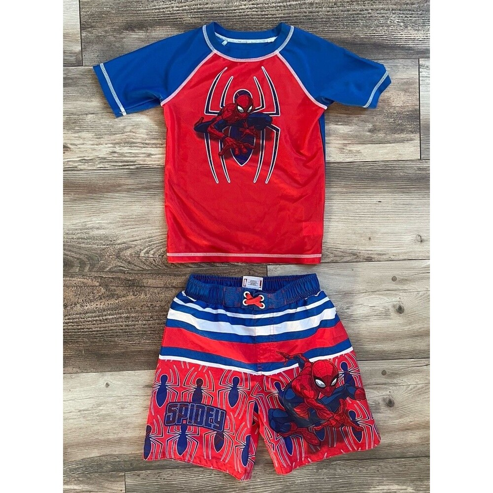 Marvel Spiderman Swim Set Boys Size 6 Red Blue